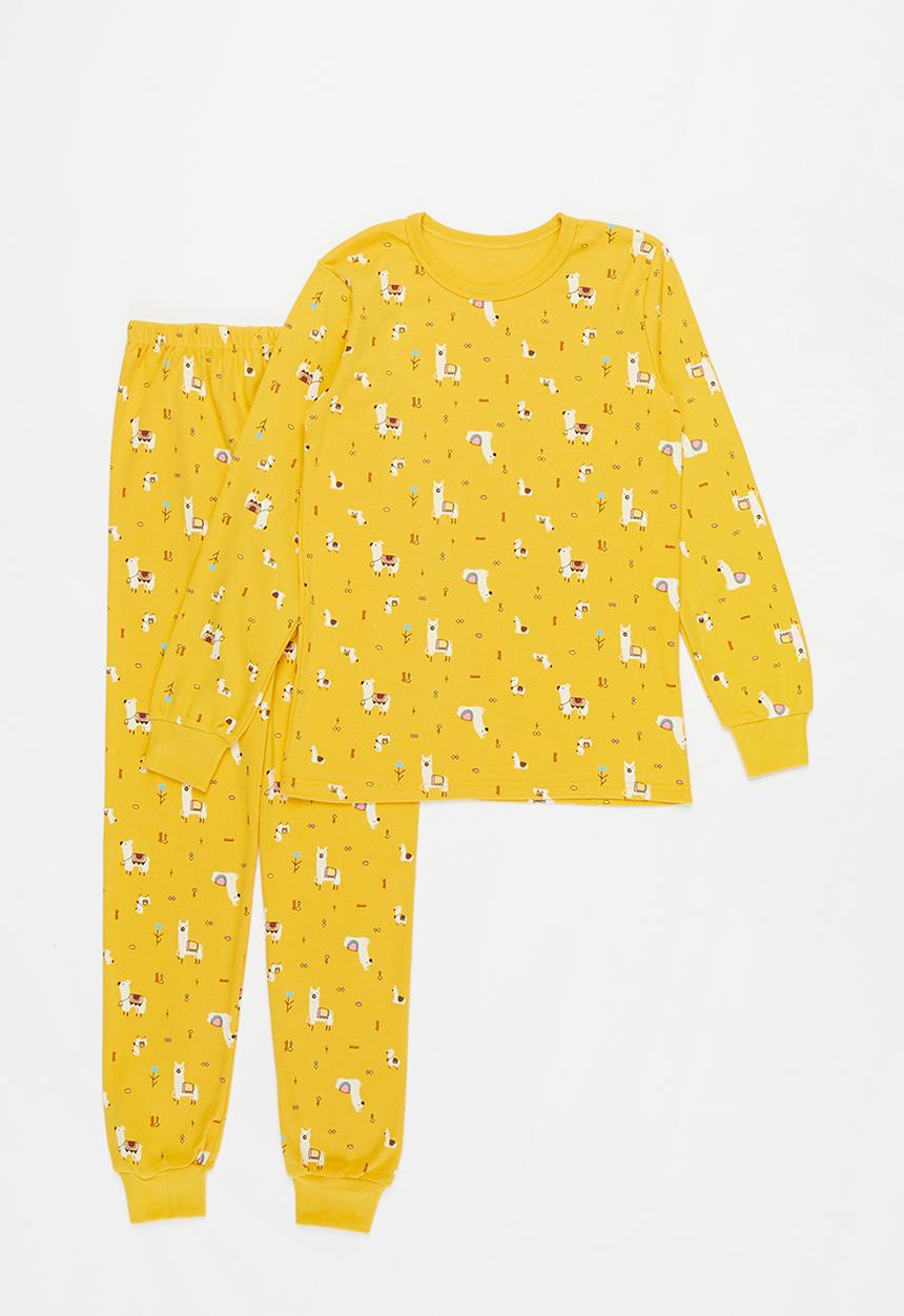 Pop Candy - Girls multi print pj set - yellow