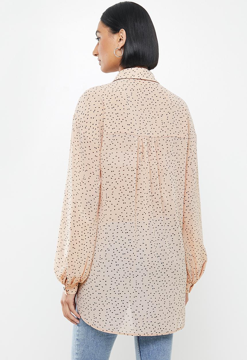 Me&B - Tear drop print essential shirt - neutral & black