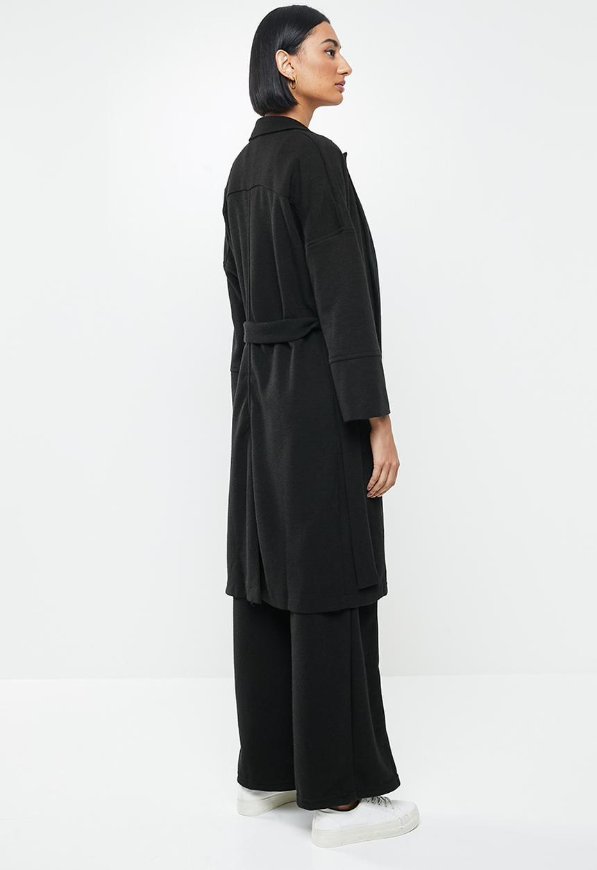 Me&B - Knit melton lounge coat - black
