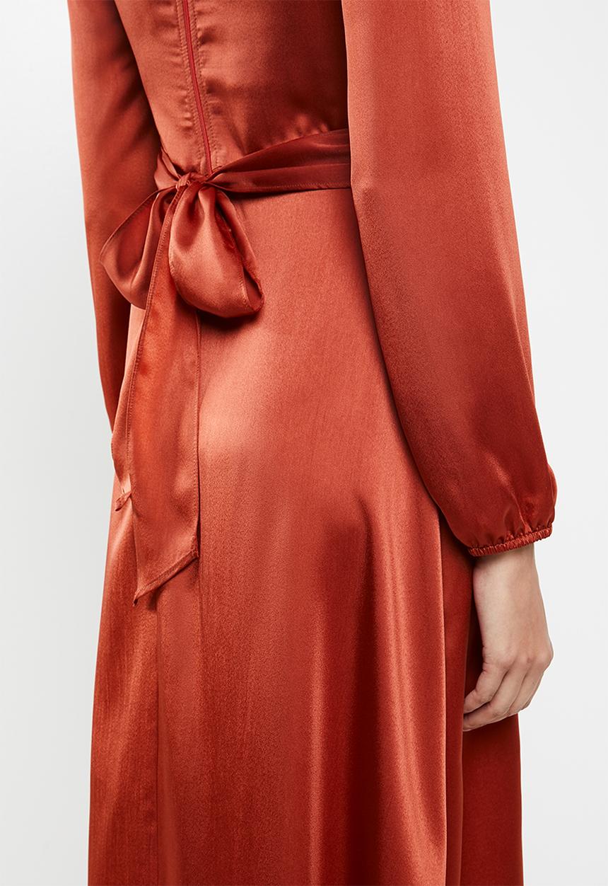 MILLA - Satin wrap front maxi dress & headscarf - red