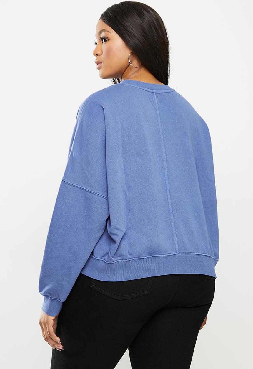 Cotton On - Curve harper crew crop pullover - blue