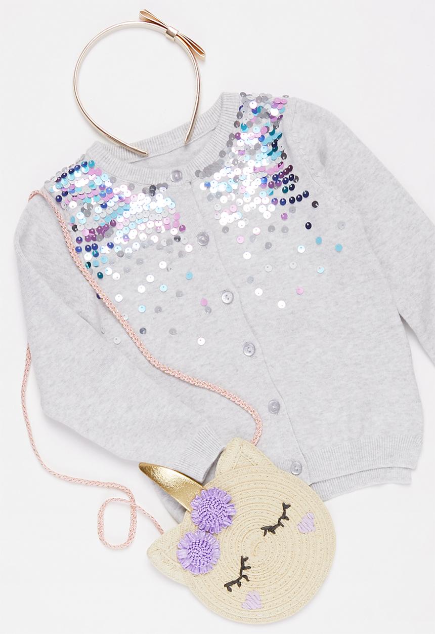 Pop Candy - Girls sequin cardigan - grey