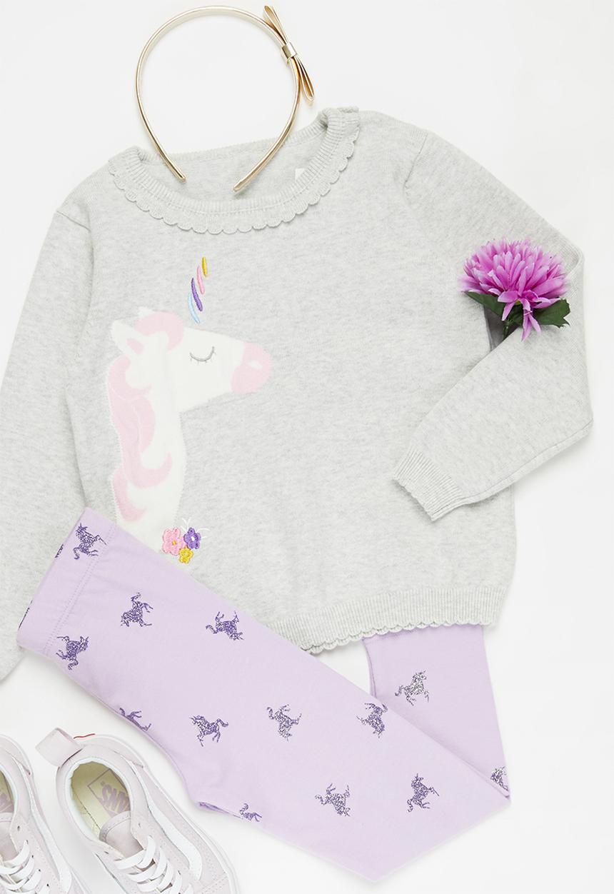 Pop Candy - Girls unicorn jersey - grey
