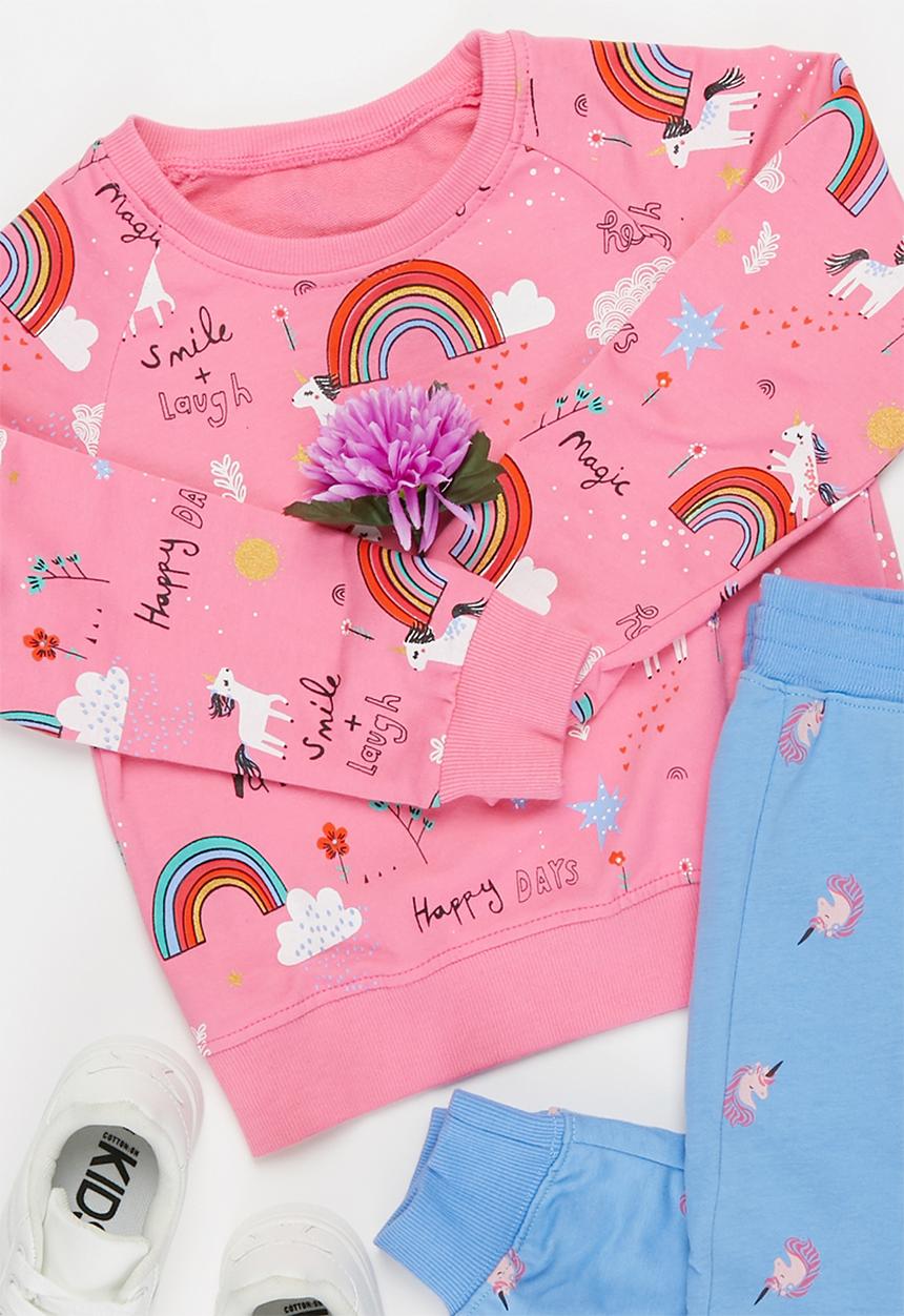 Pop Candy - Girls unicorn & rainbows crew - pink