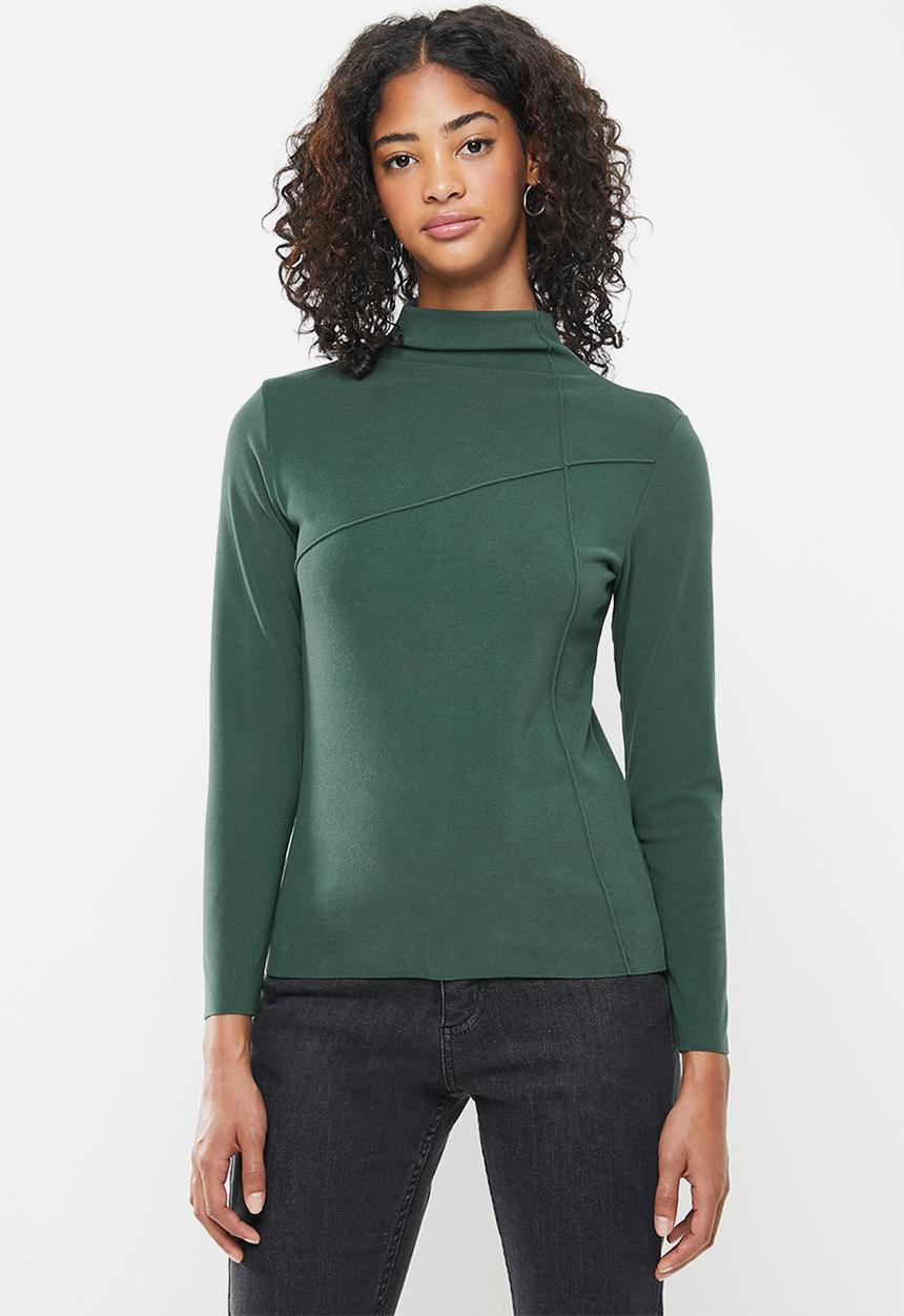 STYLE REPUBLIC - Mock neck long sleeve knit top - green
