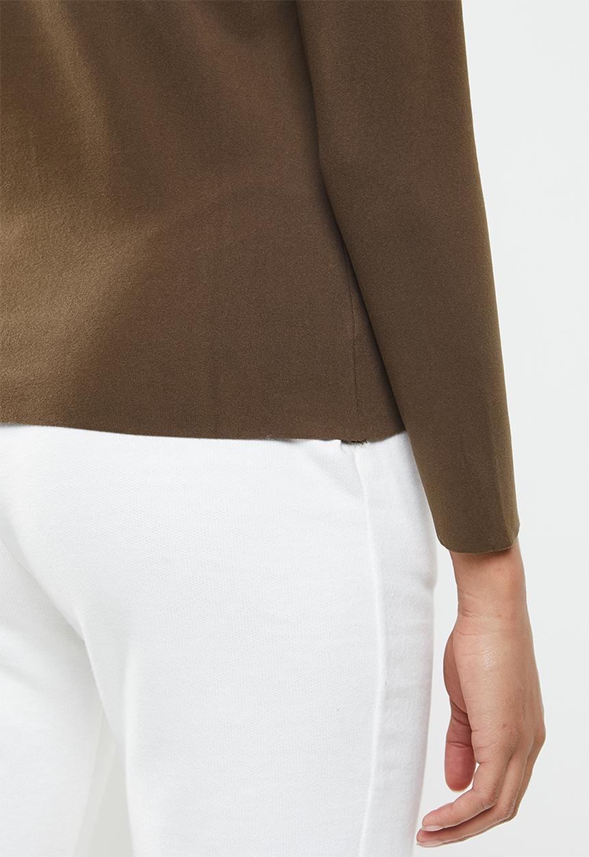 STYLE REPUBLIC - Mock neck long sleeve knit top - brown 