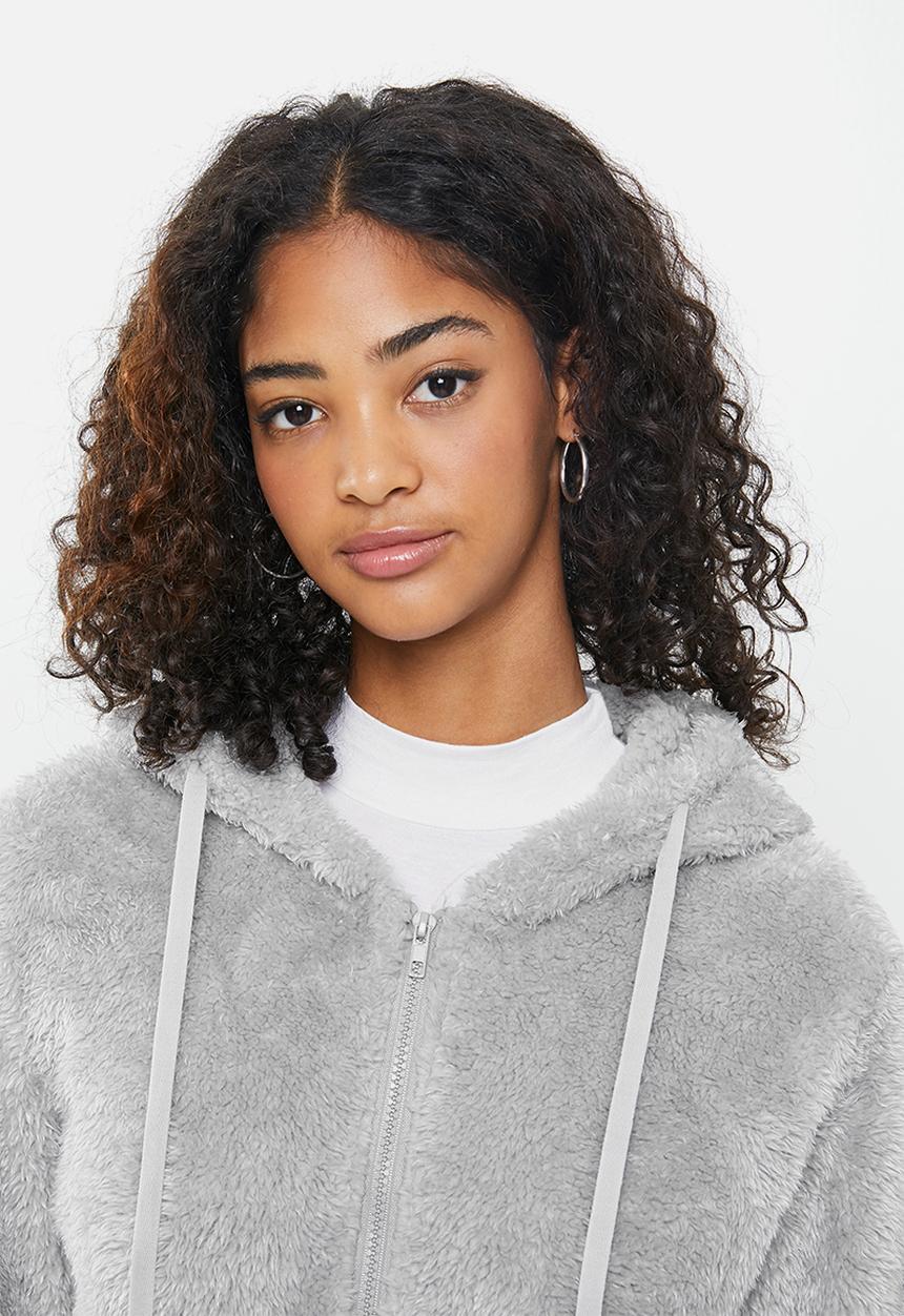 STYLE REPUBLIC - Faux fur zip jacket - grey