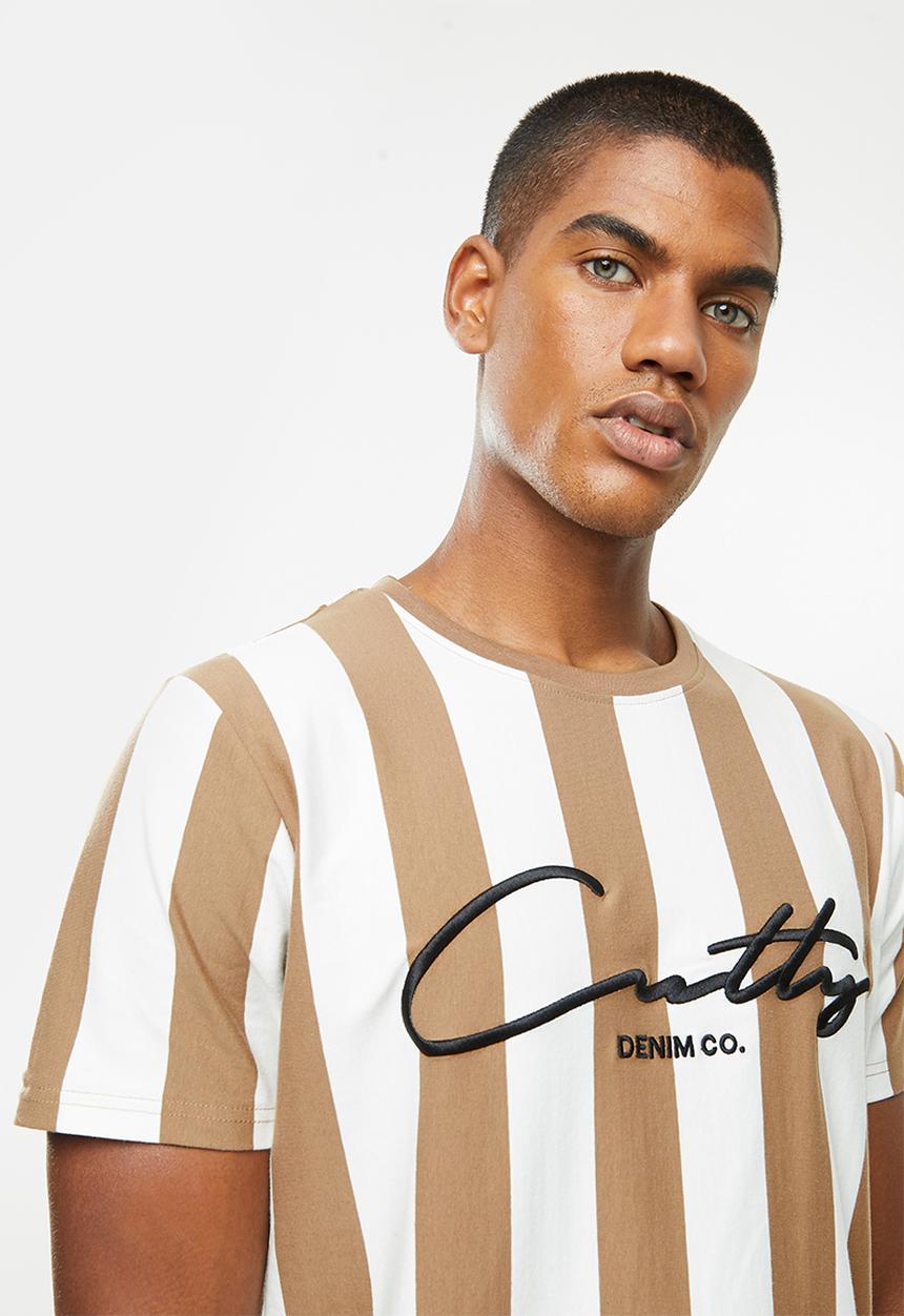 Cutty - Tshirt basic logo - brown & white