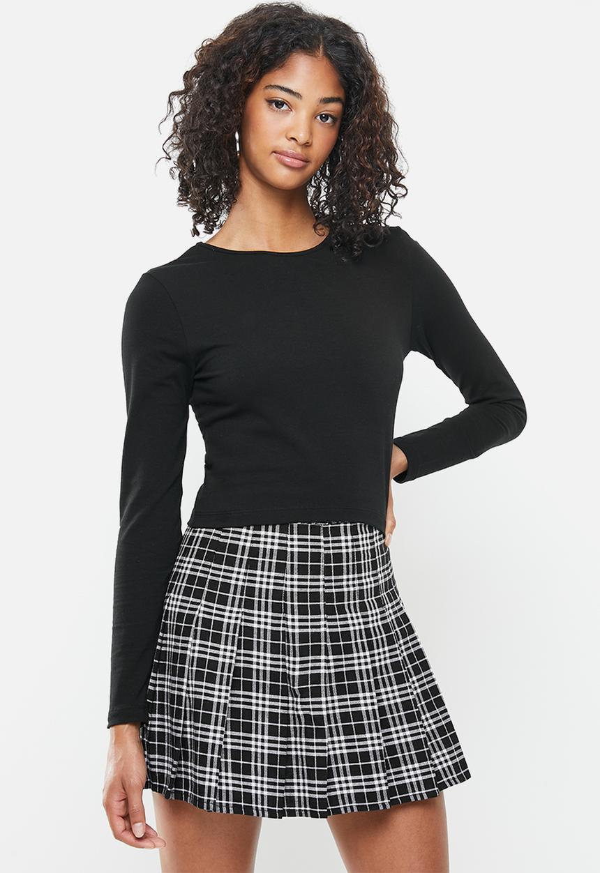 Blake - Crew neck crop top - black