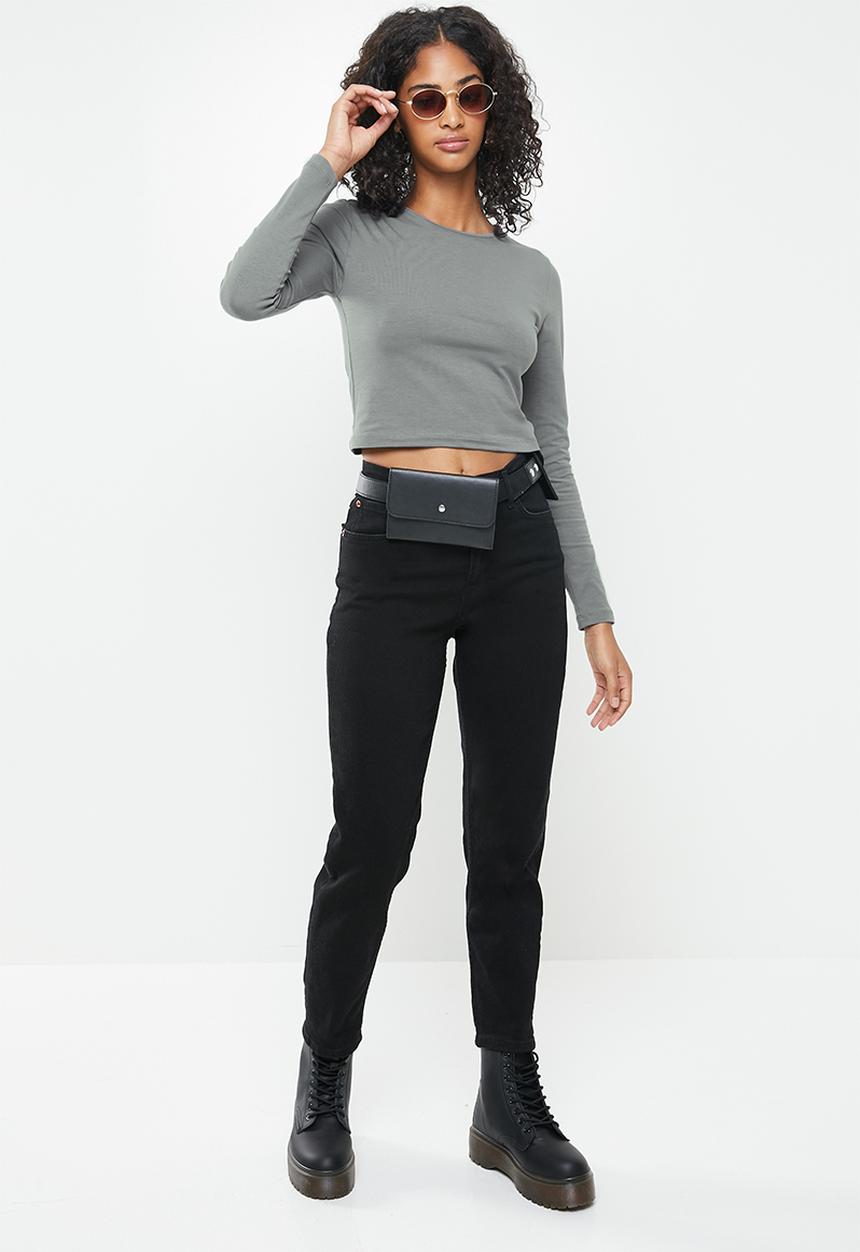 Blake - Crew neck crop top - grey