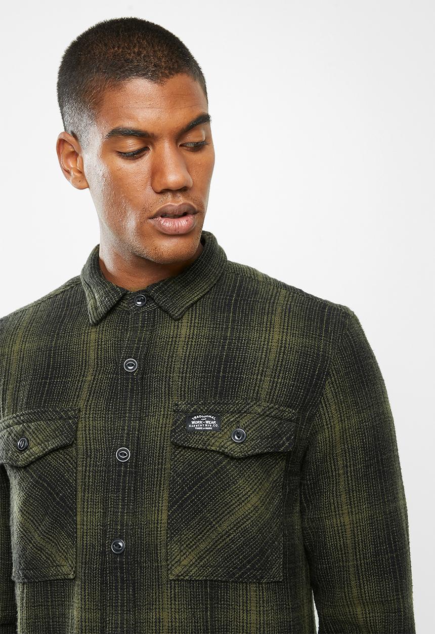 Superdry. - Miller flannel shirt - olive black check