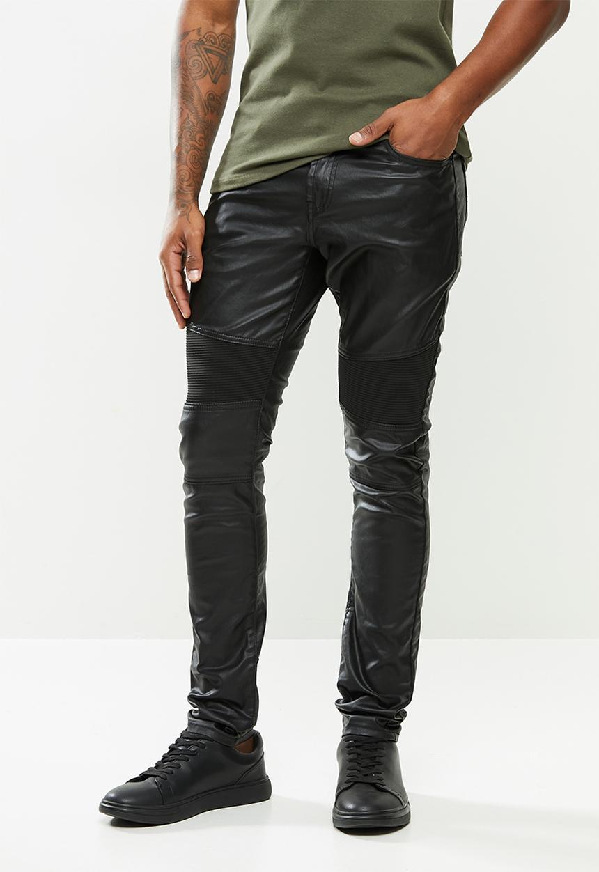 Cutty - Denim jean coated biker fashion - black