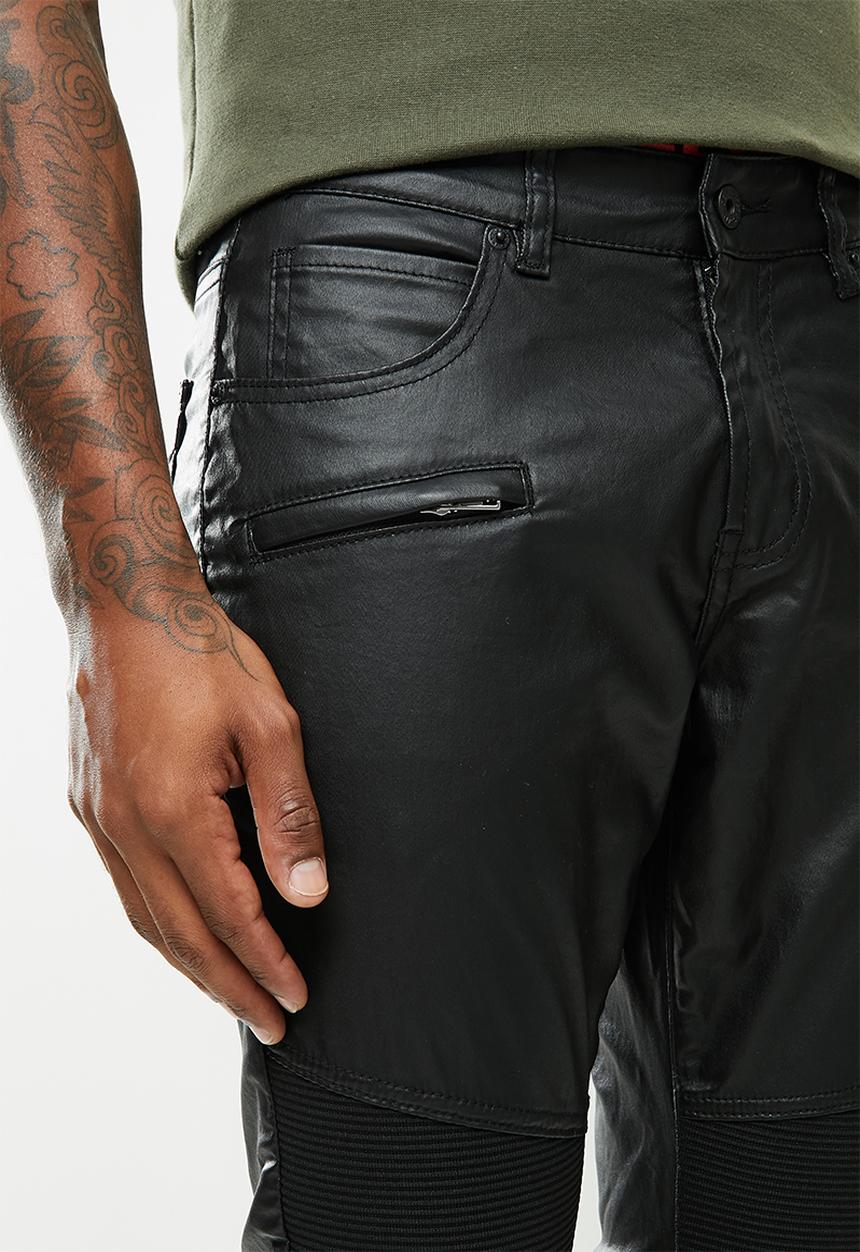 Cutty - Denim jean coated biker fashion - black