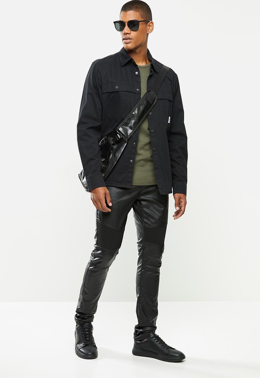 Cutty - Denim jean coated biker fashion - black