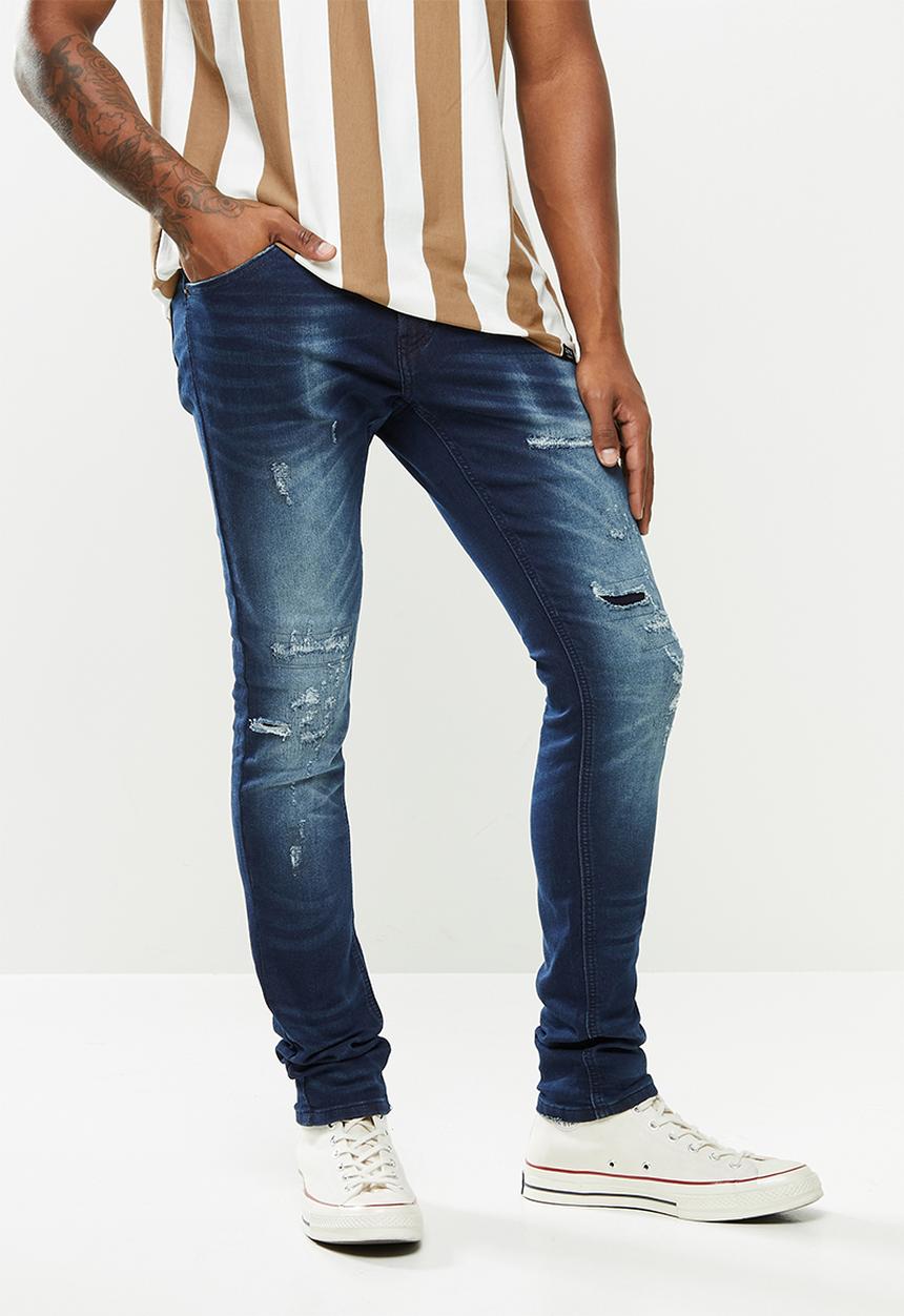 Cutty - Denim jean rip and repair knit - blue