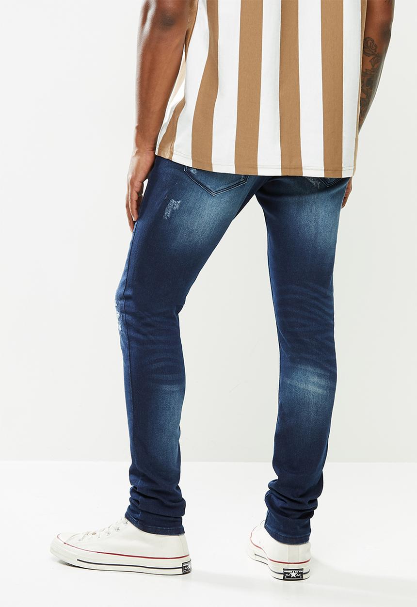 Cutty - Denim jean rip and repair knit - blue
