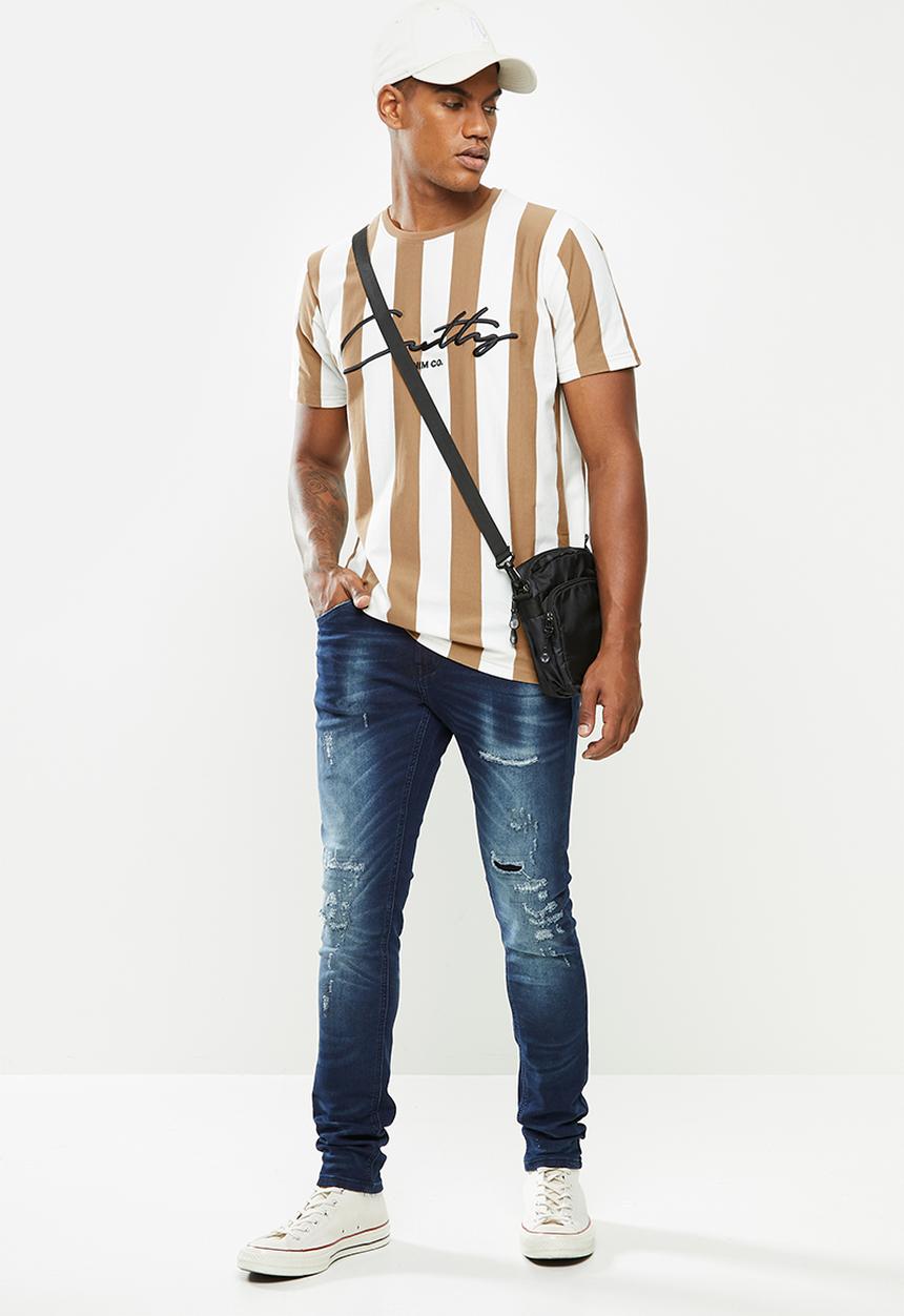 Cutty - Denim jean rip and repair knit - blue