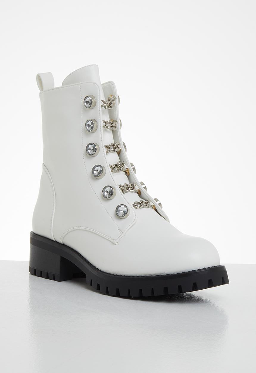 SISSY BOY - Chain fever grunge boot - white