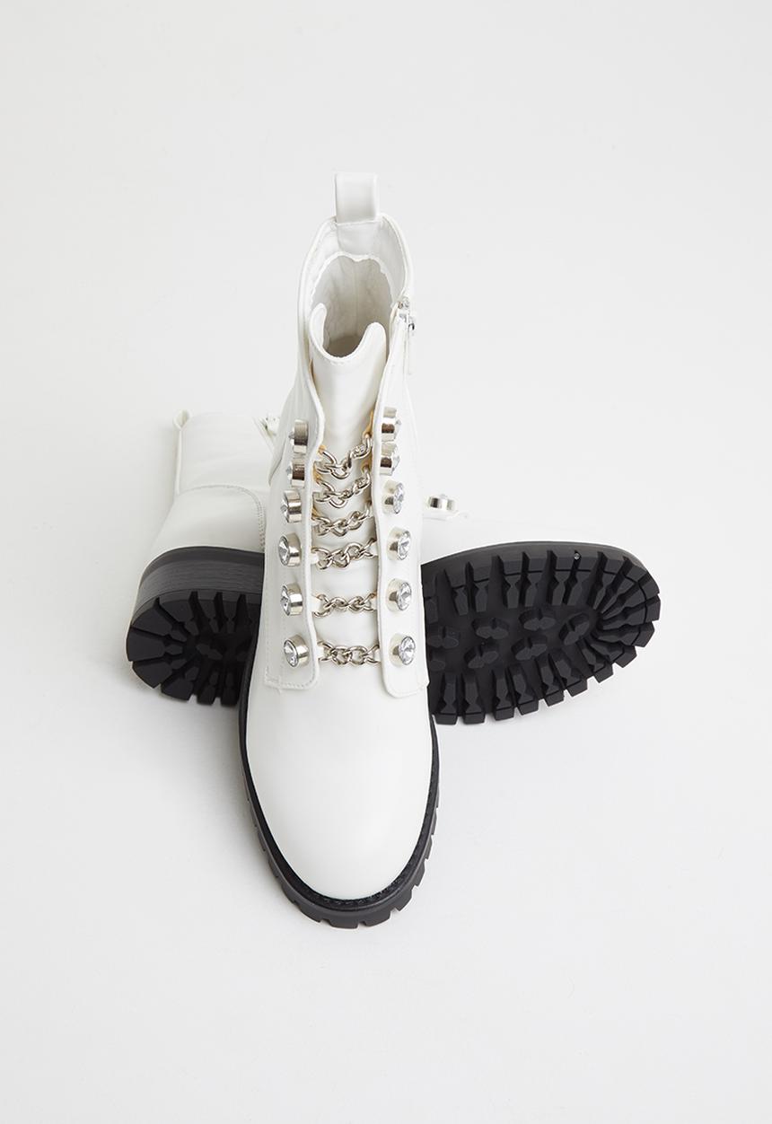 SISSY BOY - Chain fever grunge boot - white