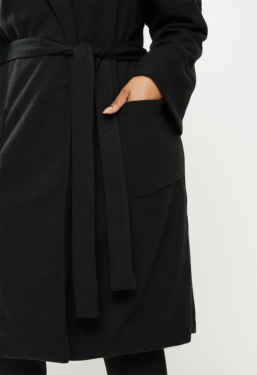 Me&B - Plus knit melton lounge coat - black