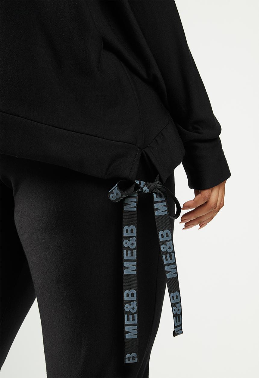 Me&B - Plus drawstring fleece sweat - black