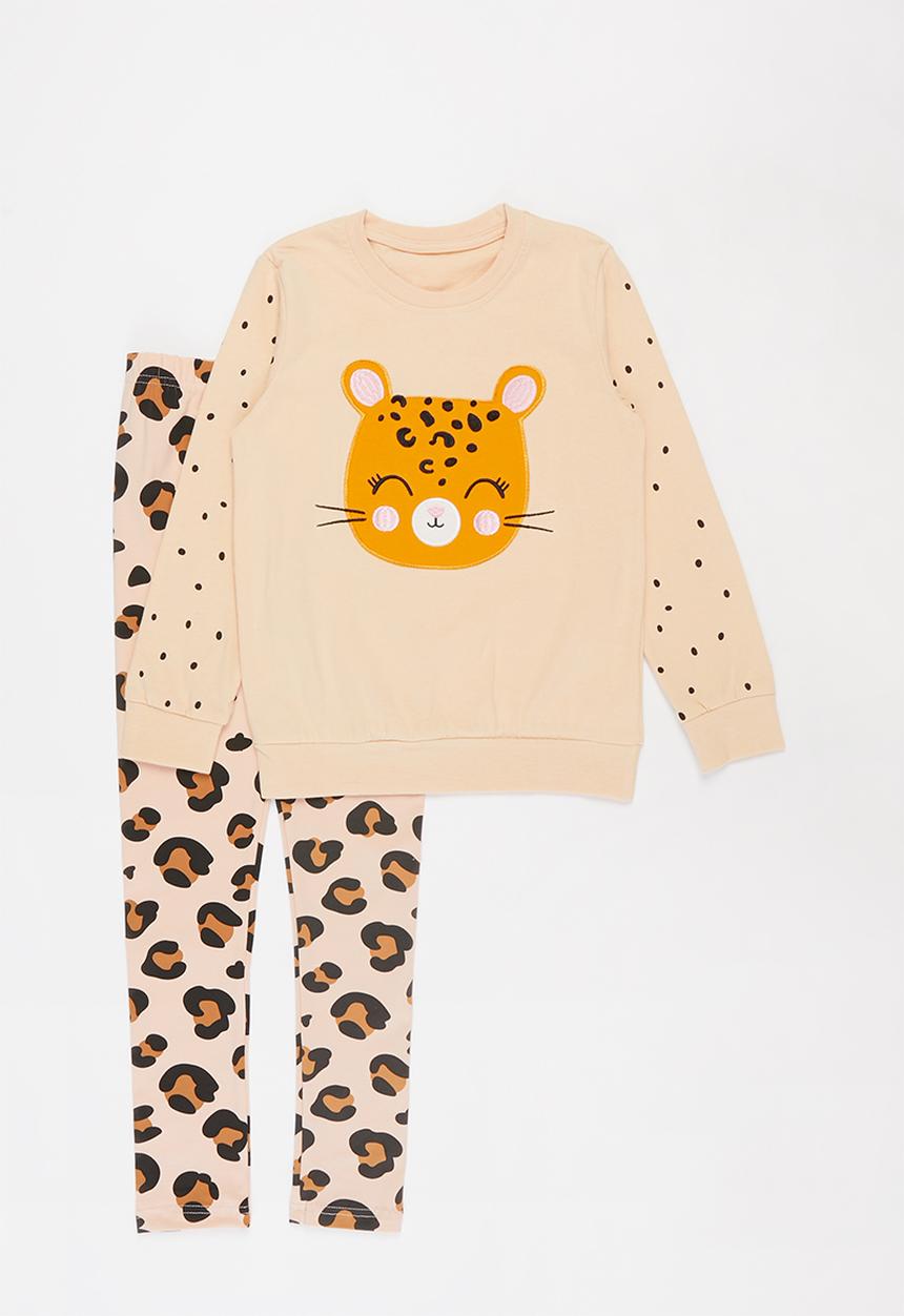 Pop Candy - Girls tee & printed legging set - orange & black