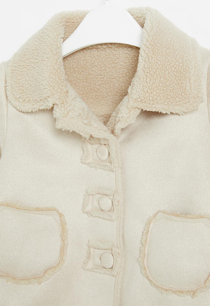 Pop Candy - Girls sherpa coat - stone
