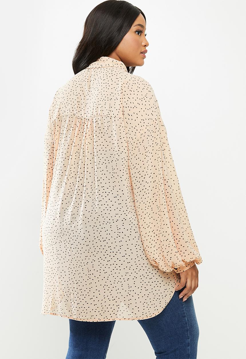Me&B - Plus tear drop print essential shirt - pink & black