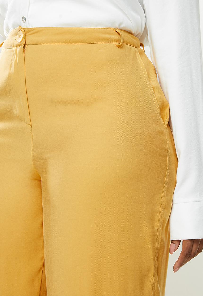 Me&B - Plus soft wide leg pant - mustard