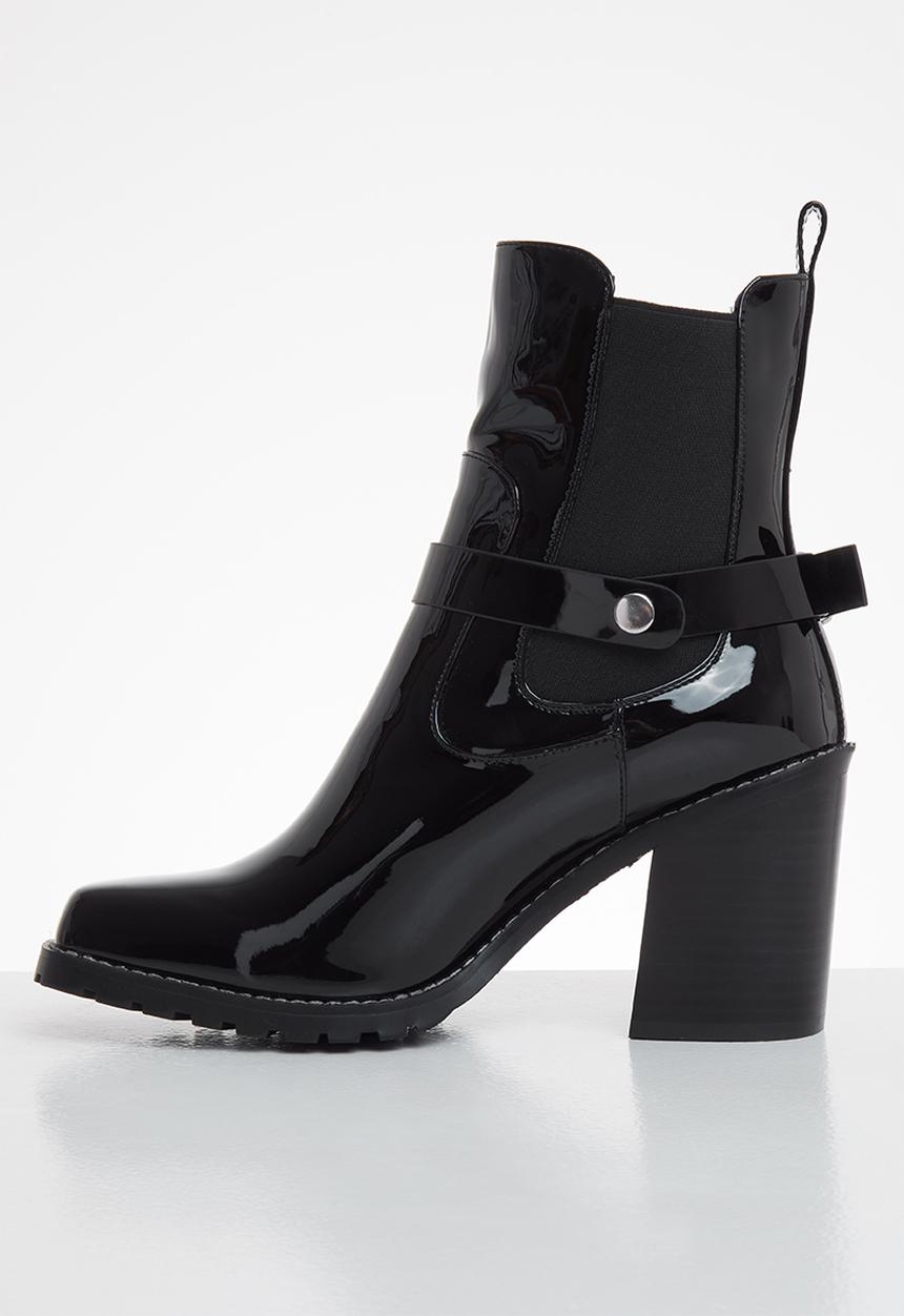 SISSY BOY - Patent case chunky boot - black