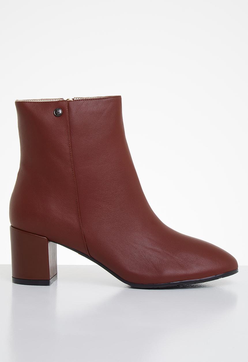POLO - Amber leather heeled ankle boot - burgundy