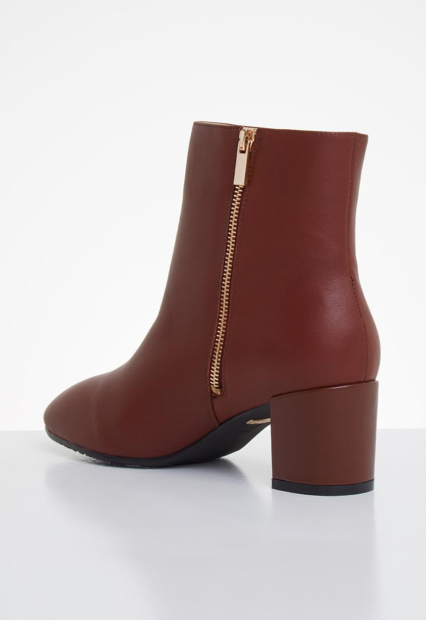 POLO - Amber leather heeled ankle boot - burgundy