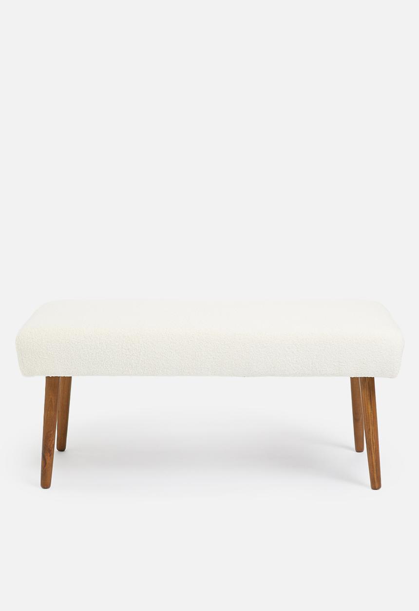 Sixth Floor - Husk sherpa button bench - white