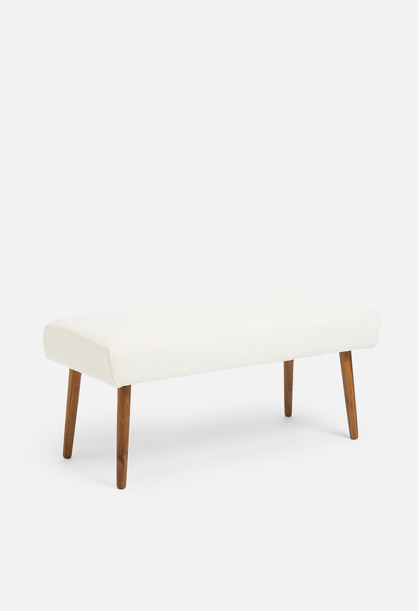 Sixth Floor - Husk sherpa button bench - white