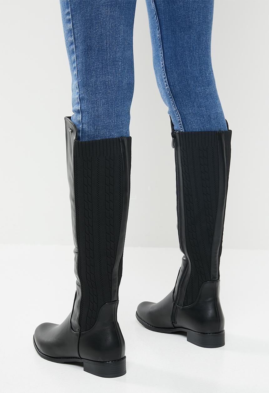 Plum - Logan knee length boot - black