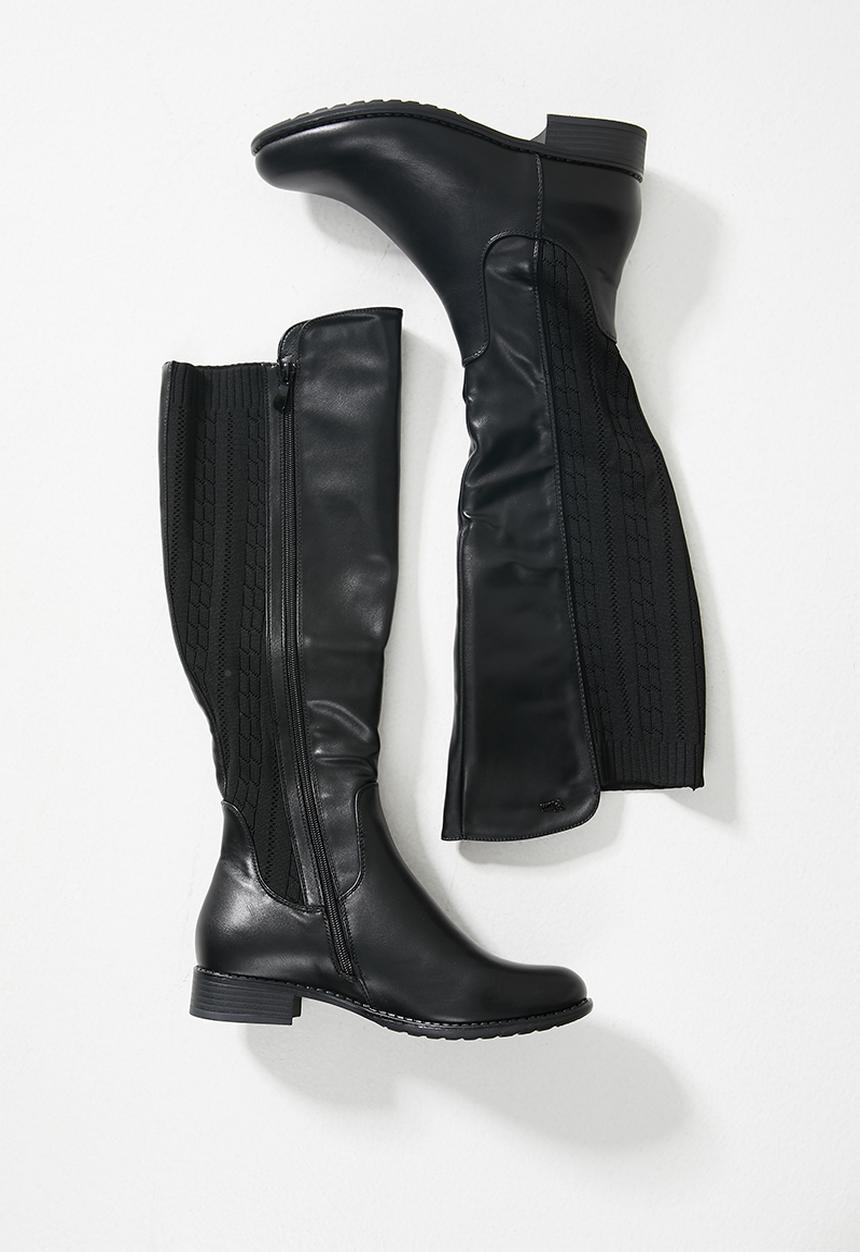 Plum - Logan knee length boot - black