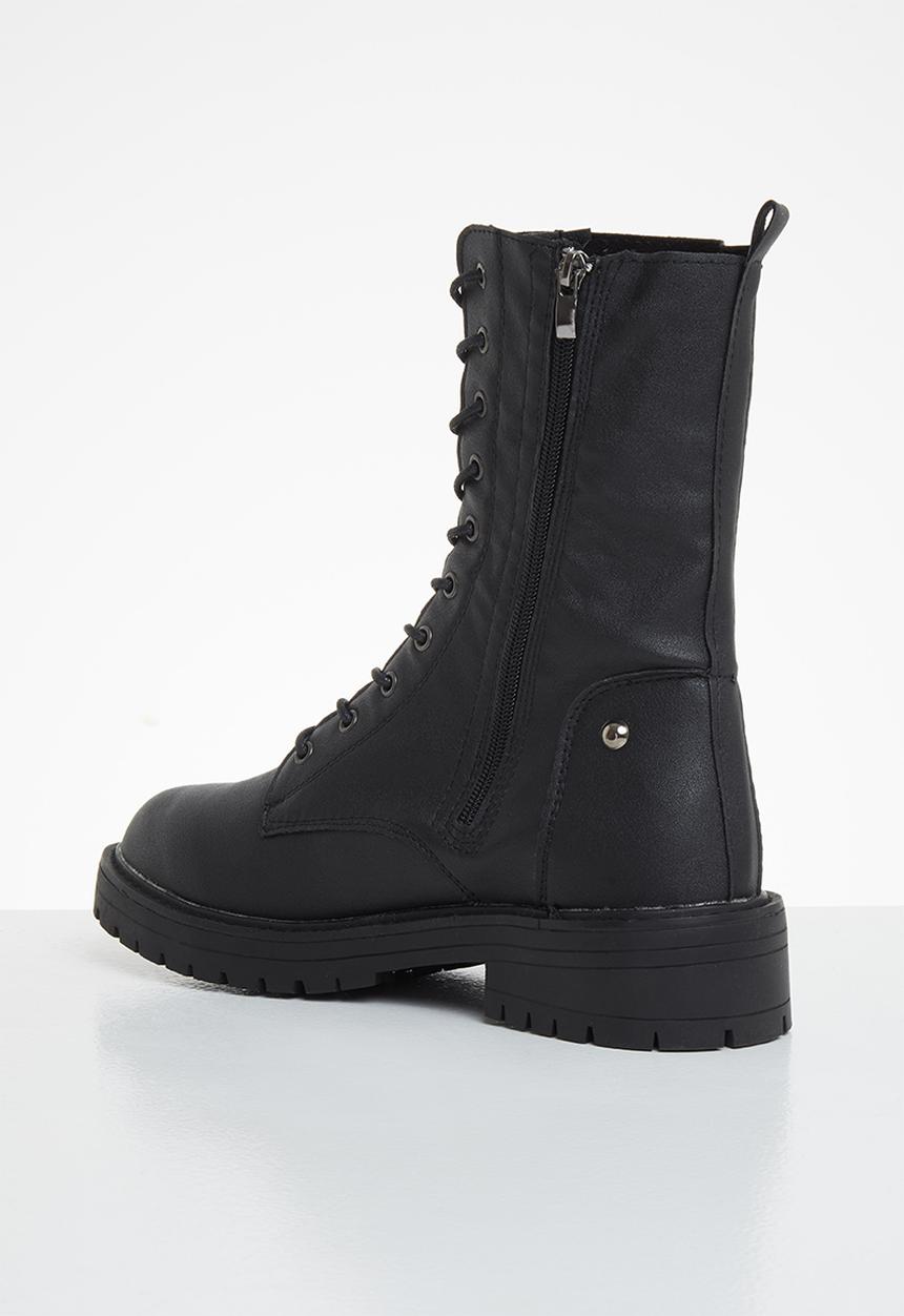Footwork - Harper combat mid calf boot - black