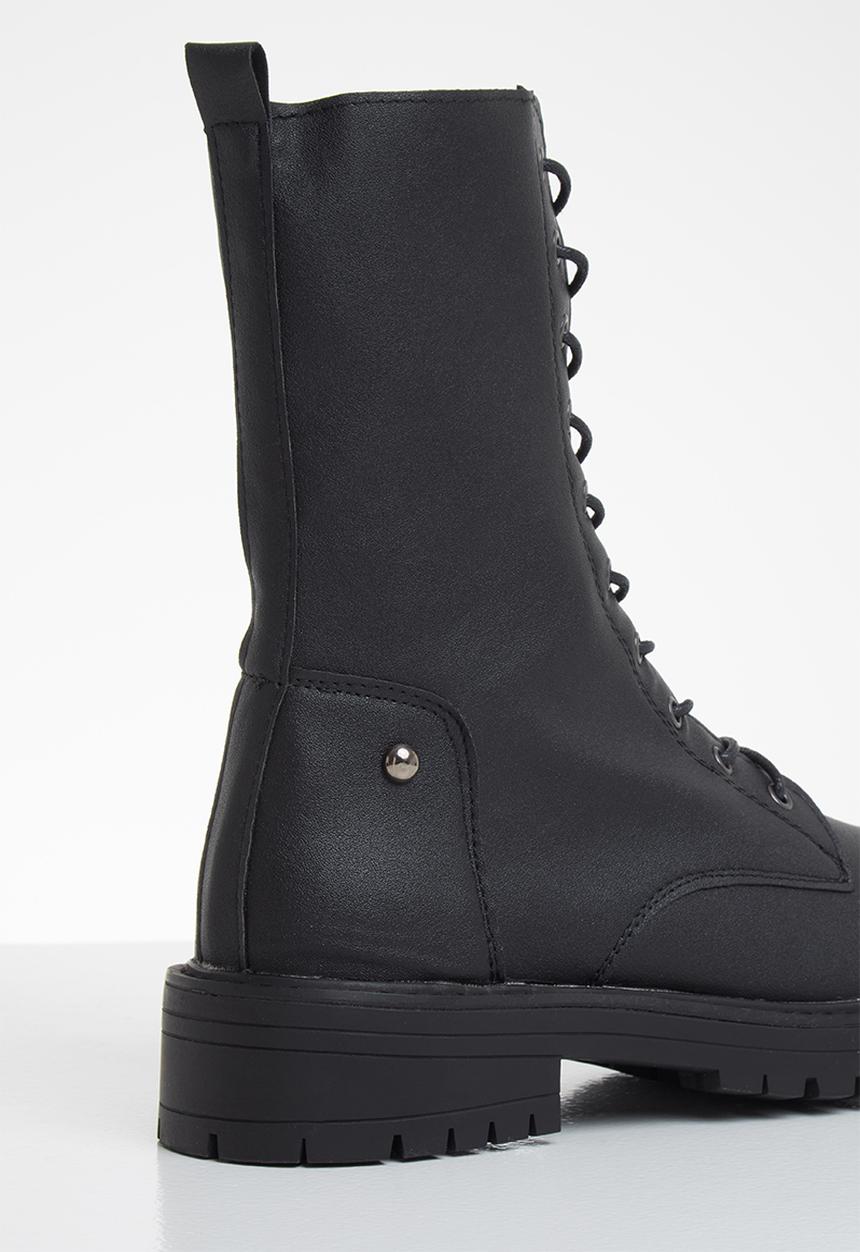 Footwork - Harper combat mid calf boot - black