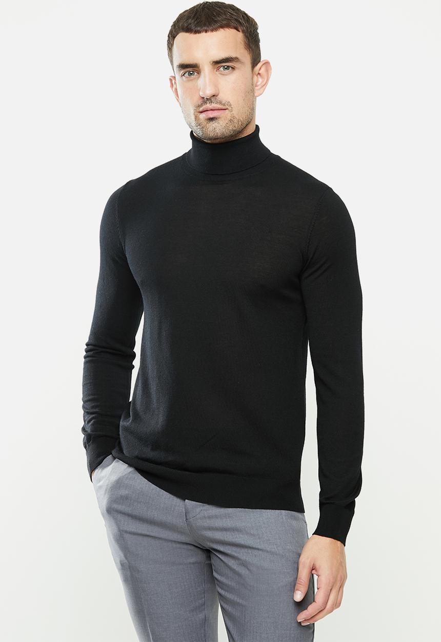 MANGO - Willy Merino Wool washable knitwear sweater - black