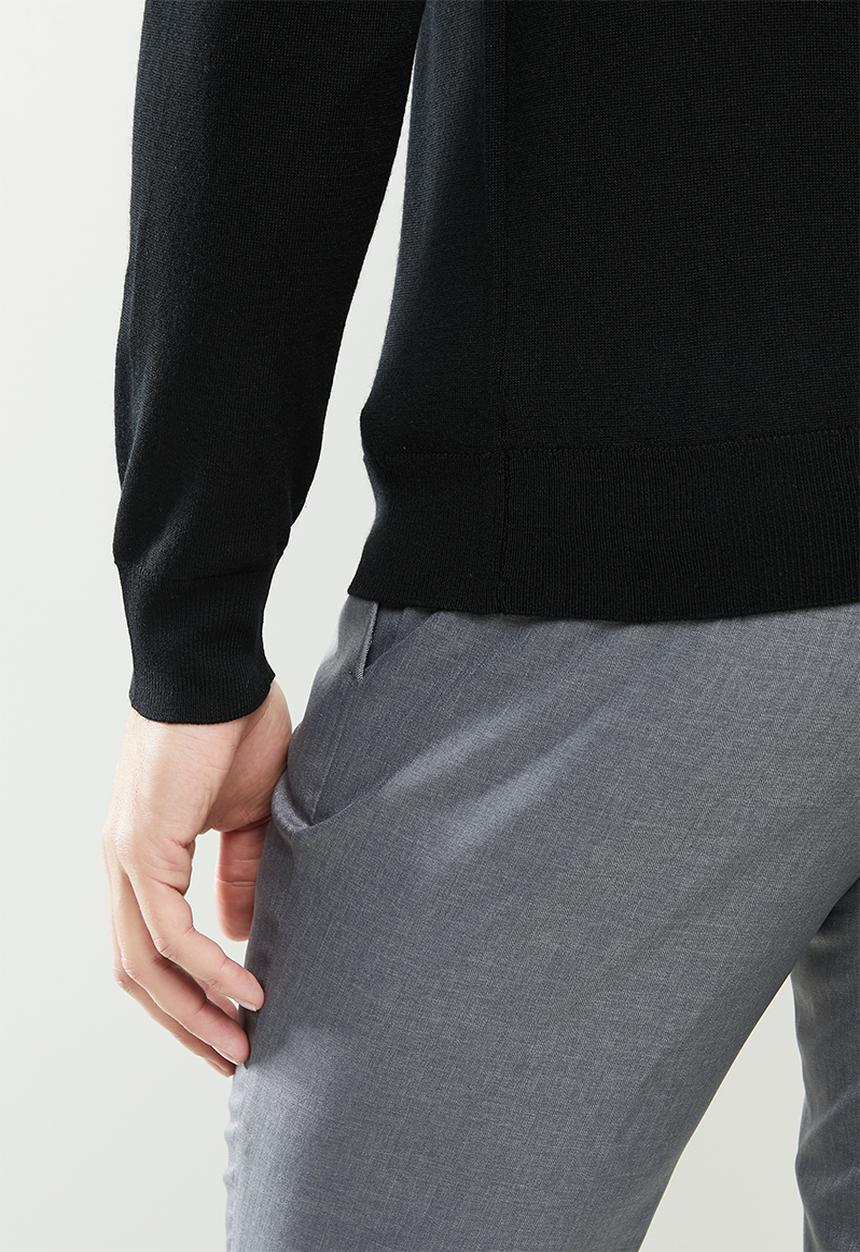 MANGO - Willy Merino Wool washable knitwear sweater - black