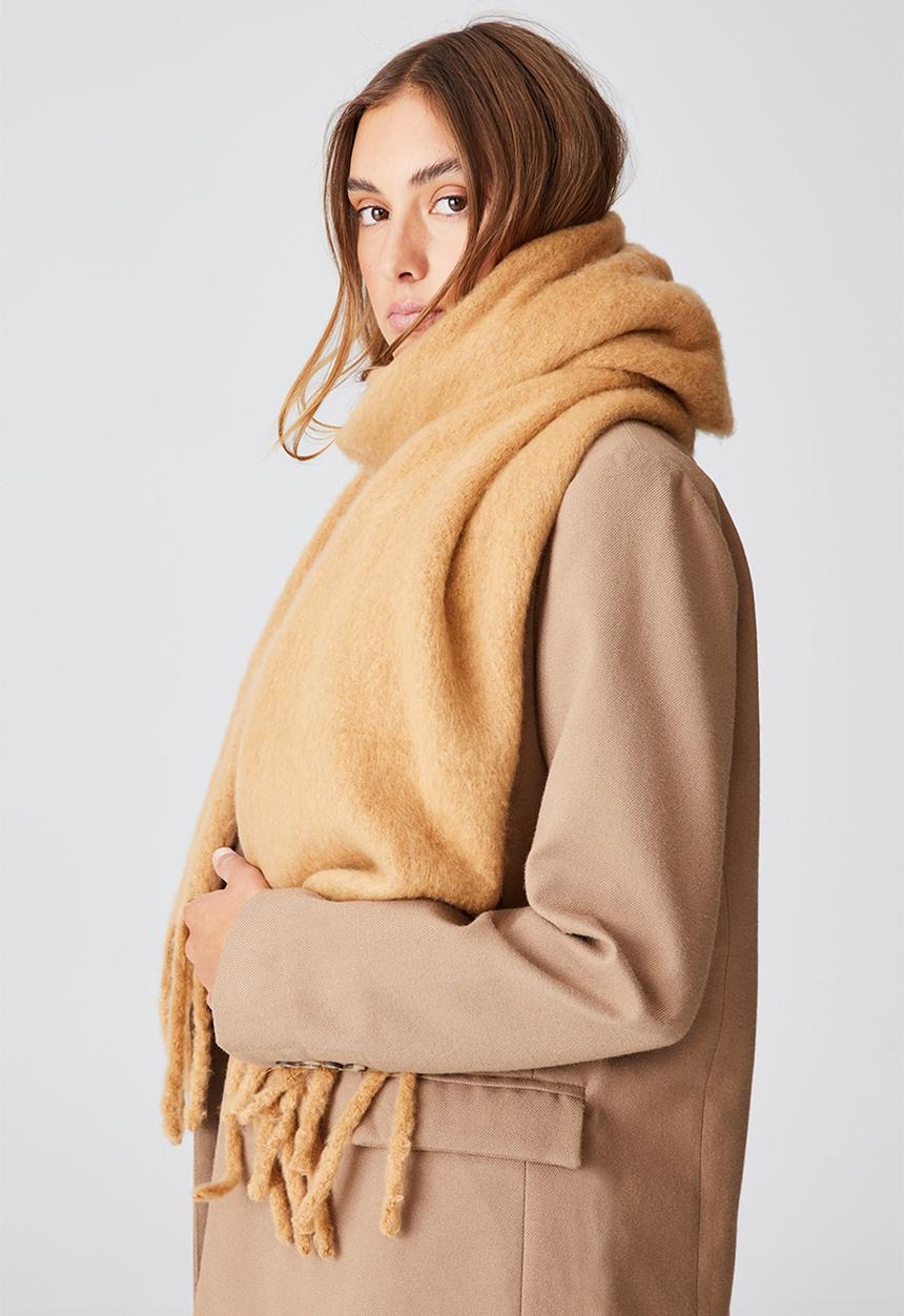 Rubi - Phoebe brushed tassel scarf - soft camel
