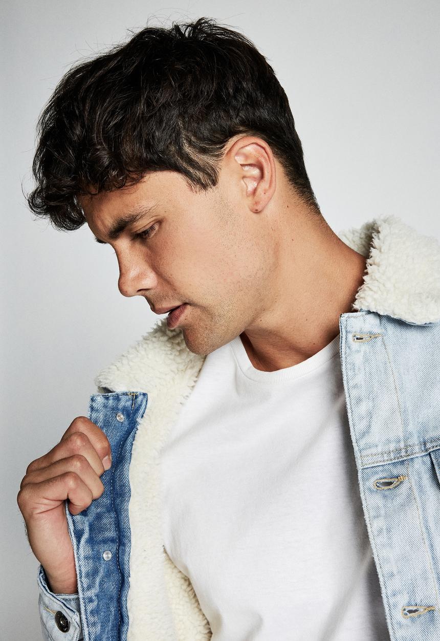 Cotton On - Borg denim jacket - bleach
