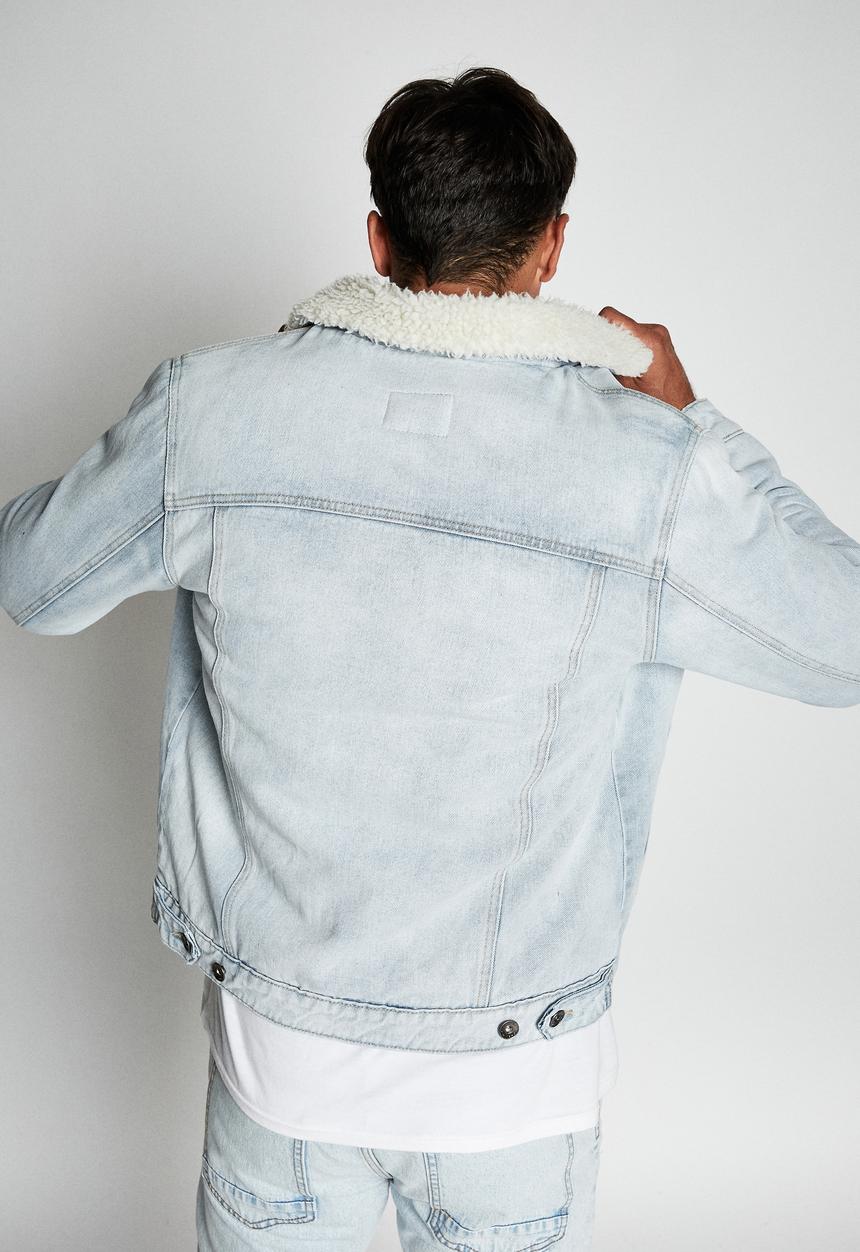 Cotton On - Borg denim jacket - bleach