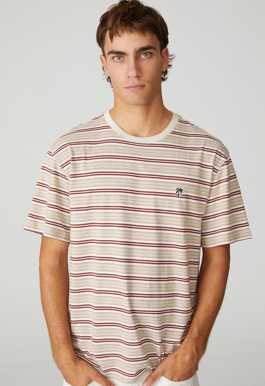 Cotton On - Dylan T-shirt - barn red 70s stripe