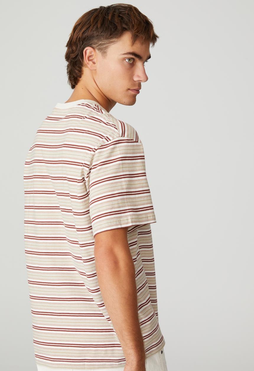 Cotton On - Dylan T-shirt - barn red 70s stripe