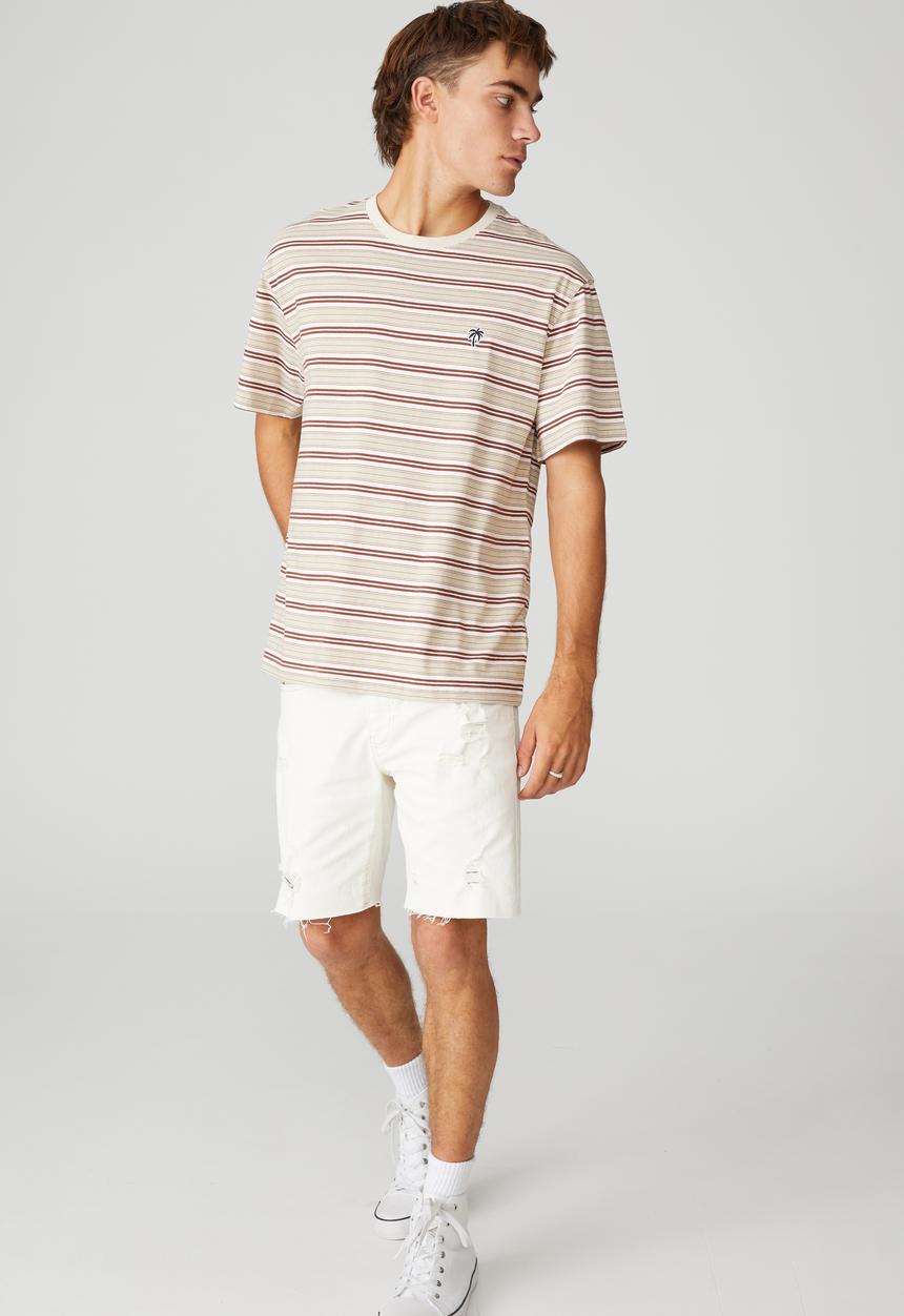 Cotton On - Dylan T-shirt - barn red 70s stripe