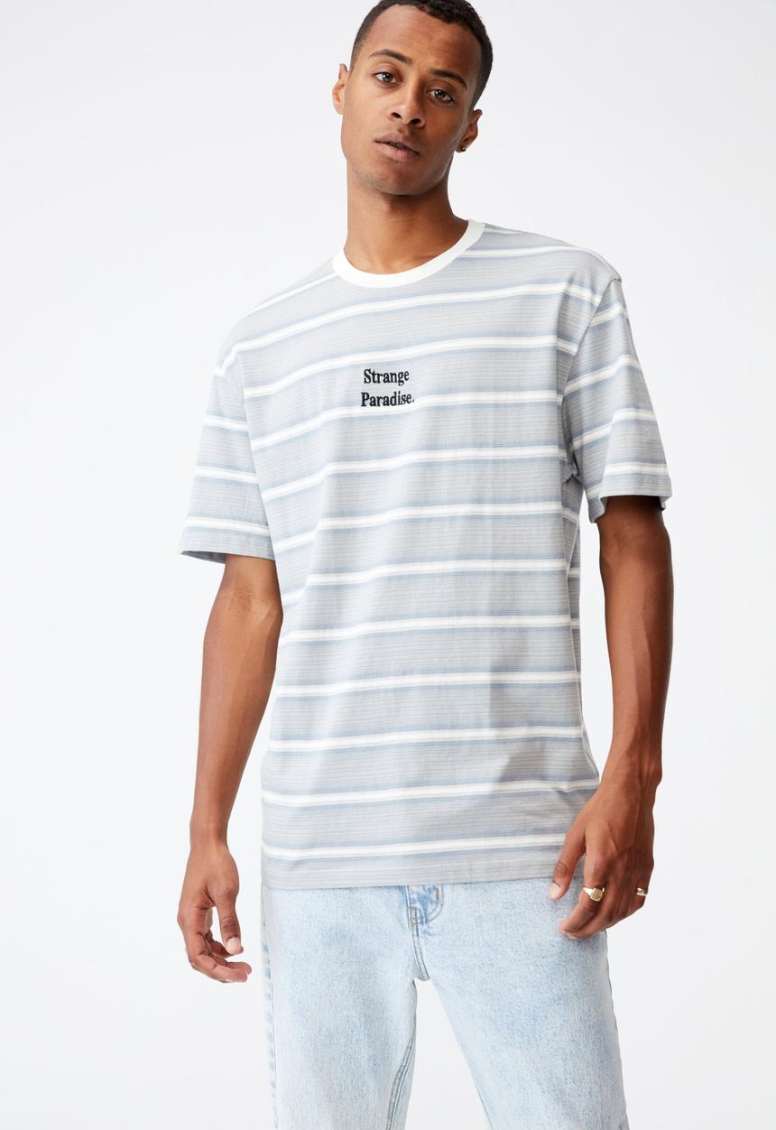 Cotton On - Dylan T-shirt - blue haze verigated stripe