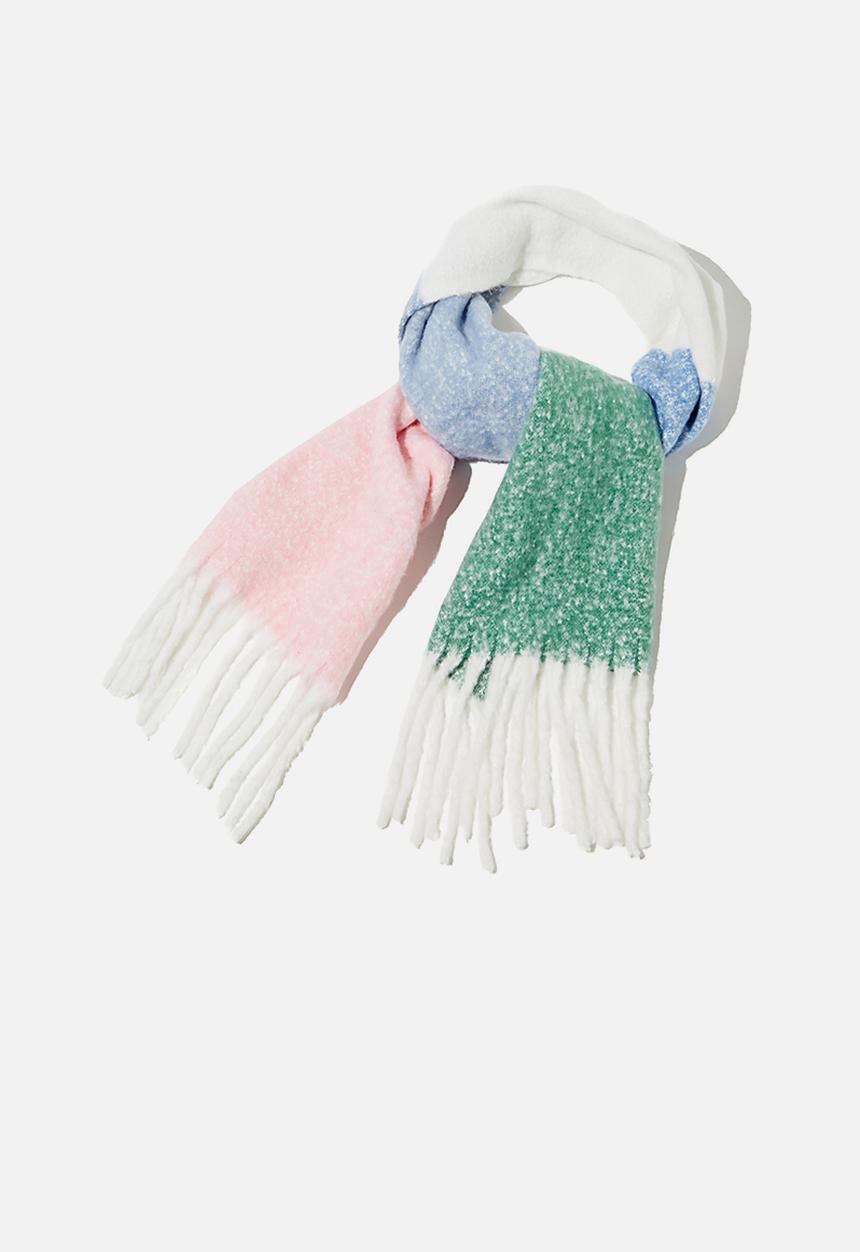 Rubi - Phoebe brushed tassel scarf - air blue colour block