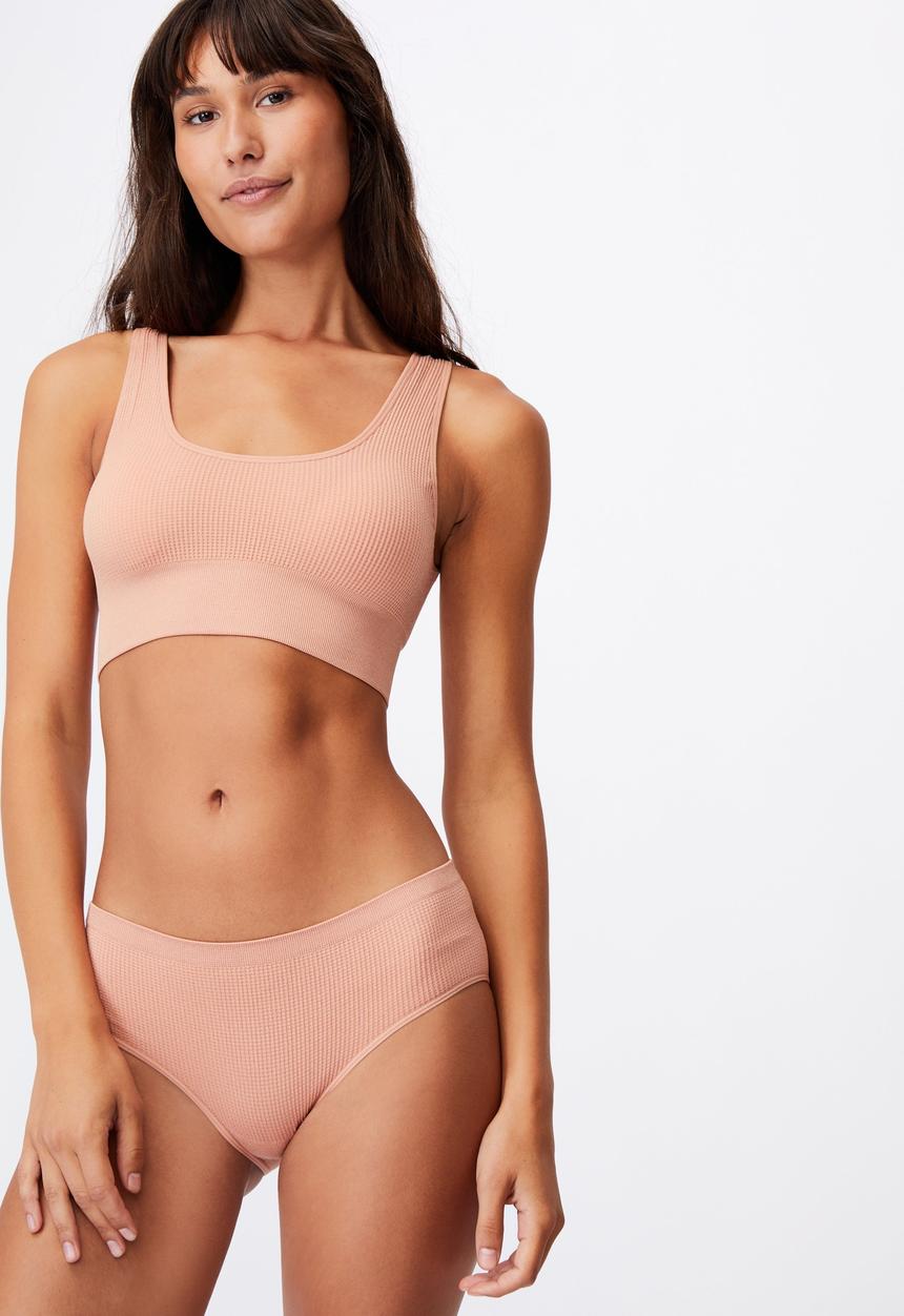 Cotton On - Seamfree reversible crop - rose cloud 