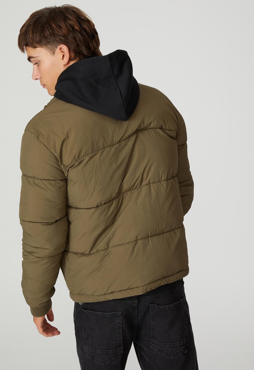 Cotton On - Essential recycled puffer - olive